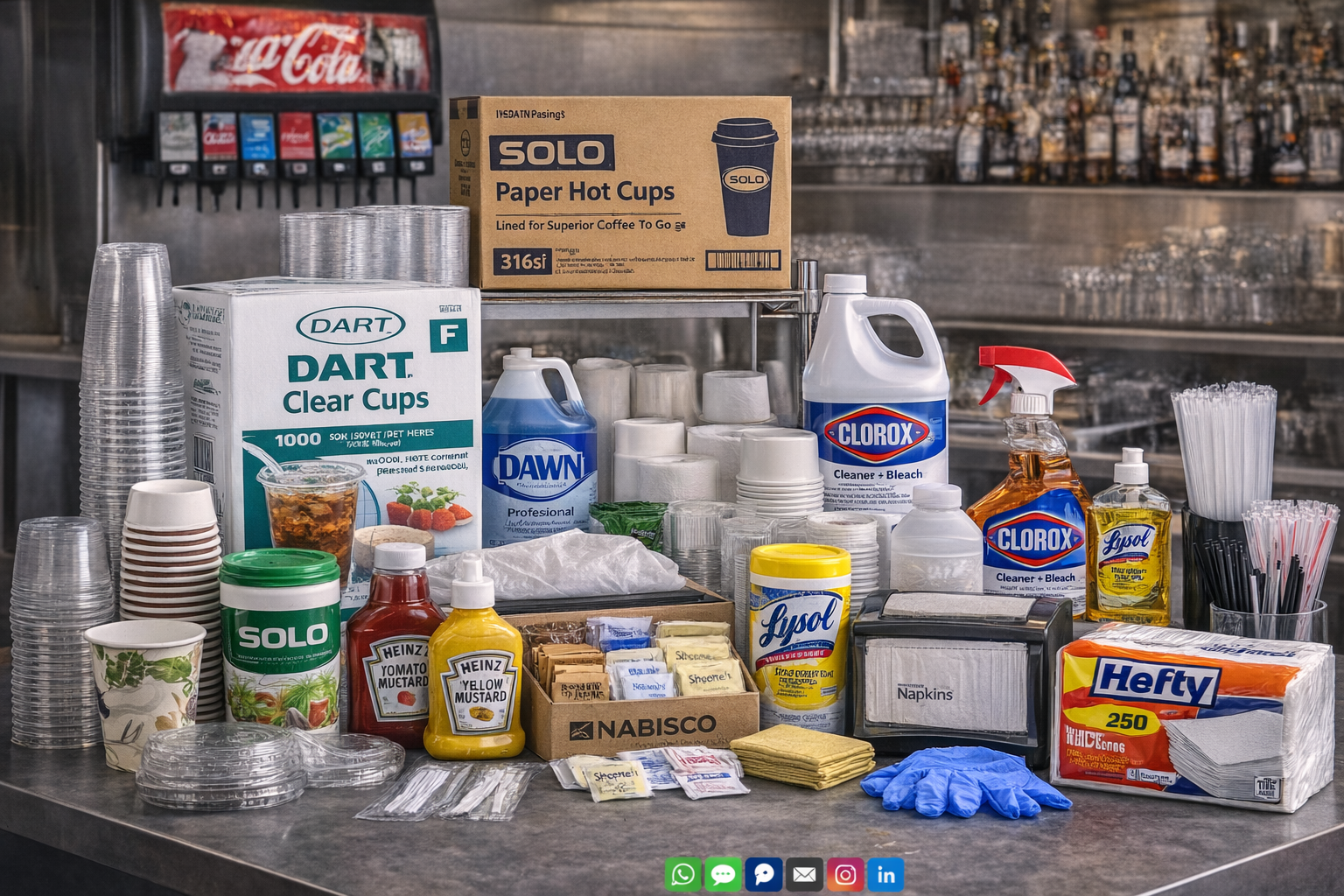 Restaurant beverage, bar and service counter supplies program